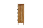 35" Brown Carved Floral Solid Wood Six Drawer Dresser