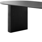 79" Black Wood Double Pedestal Base Oval Dining Table