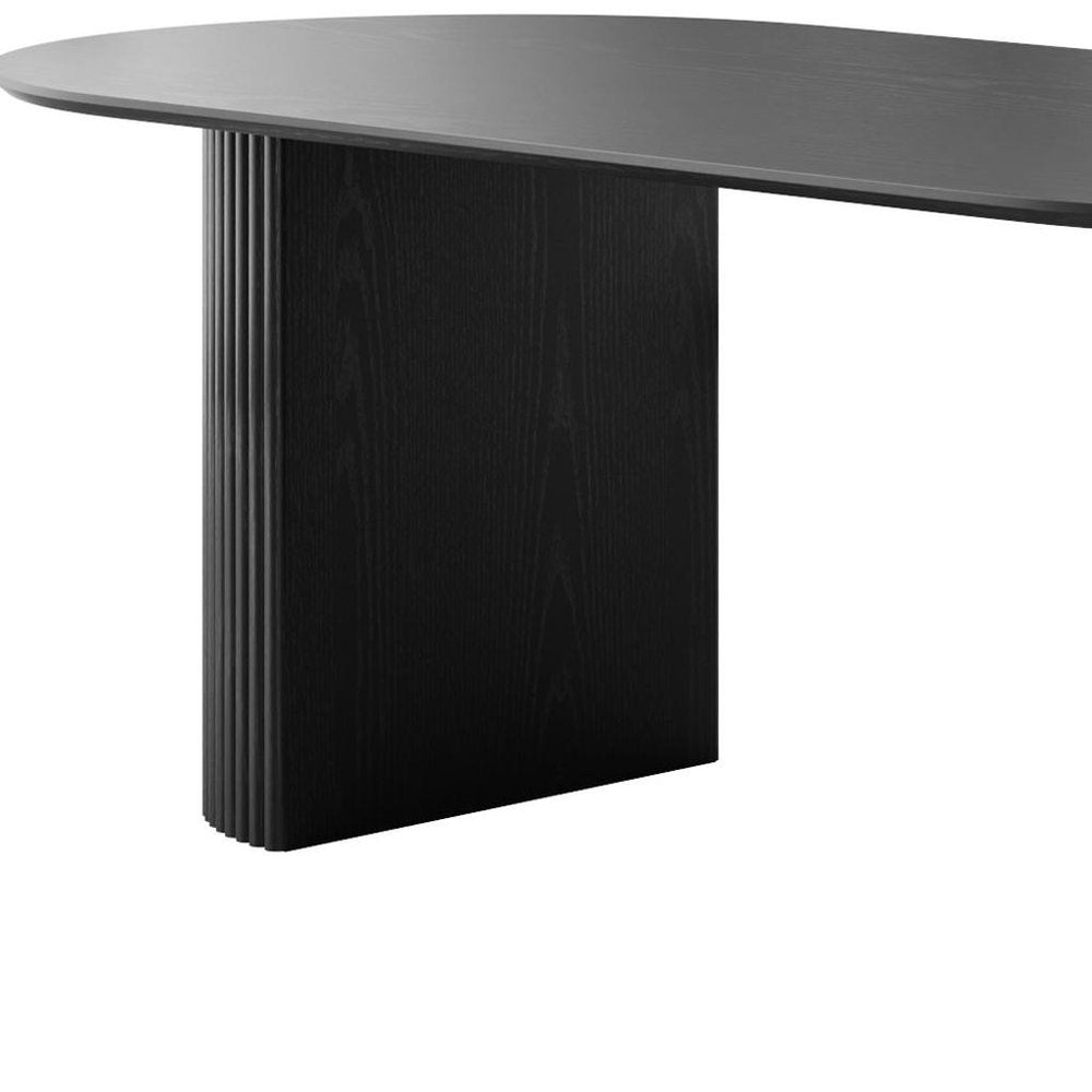 79" Black Wood Double Pedestal Base Oval Dining Table