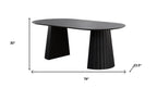 79" Black Wood Double Pedestal Base Oval Dining Table