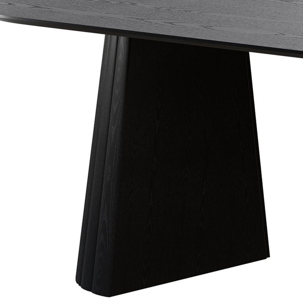 79" Black Wood Double Pedestal Base Oval Dining Table
