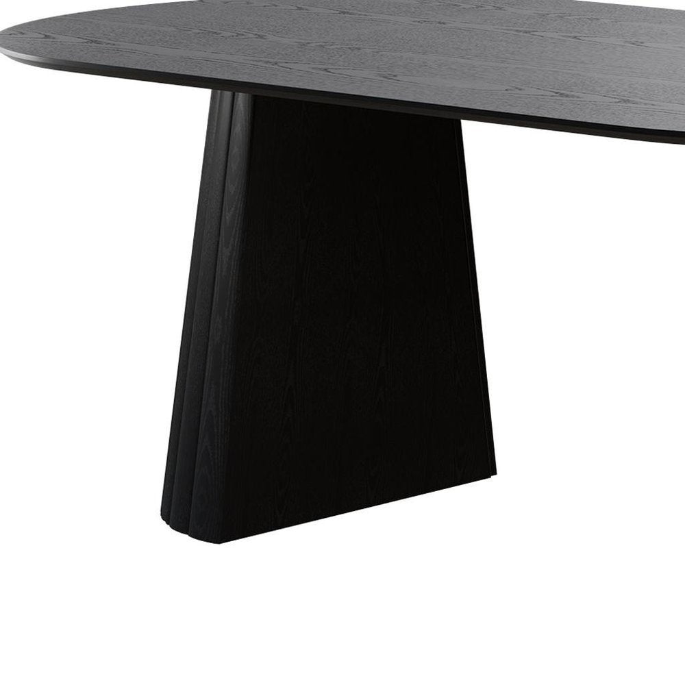 79" Black Wood Double Pedestal Base Oval Dining Table