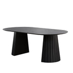 79" Black Wood Double Pedestal Base Oval Dining Table