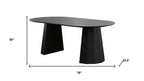 79" Black Wood Double Pedestal Base Oval Dining Table
