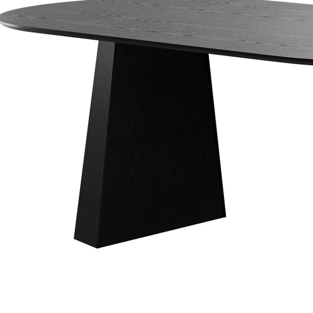79" Black Wood Double Pedestal Base Oval Dining Table