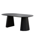79" Black Wood Double Pedestal Base Oval Dining Table