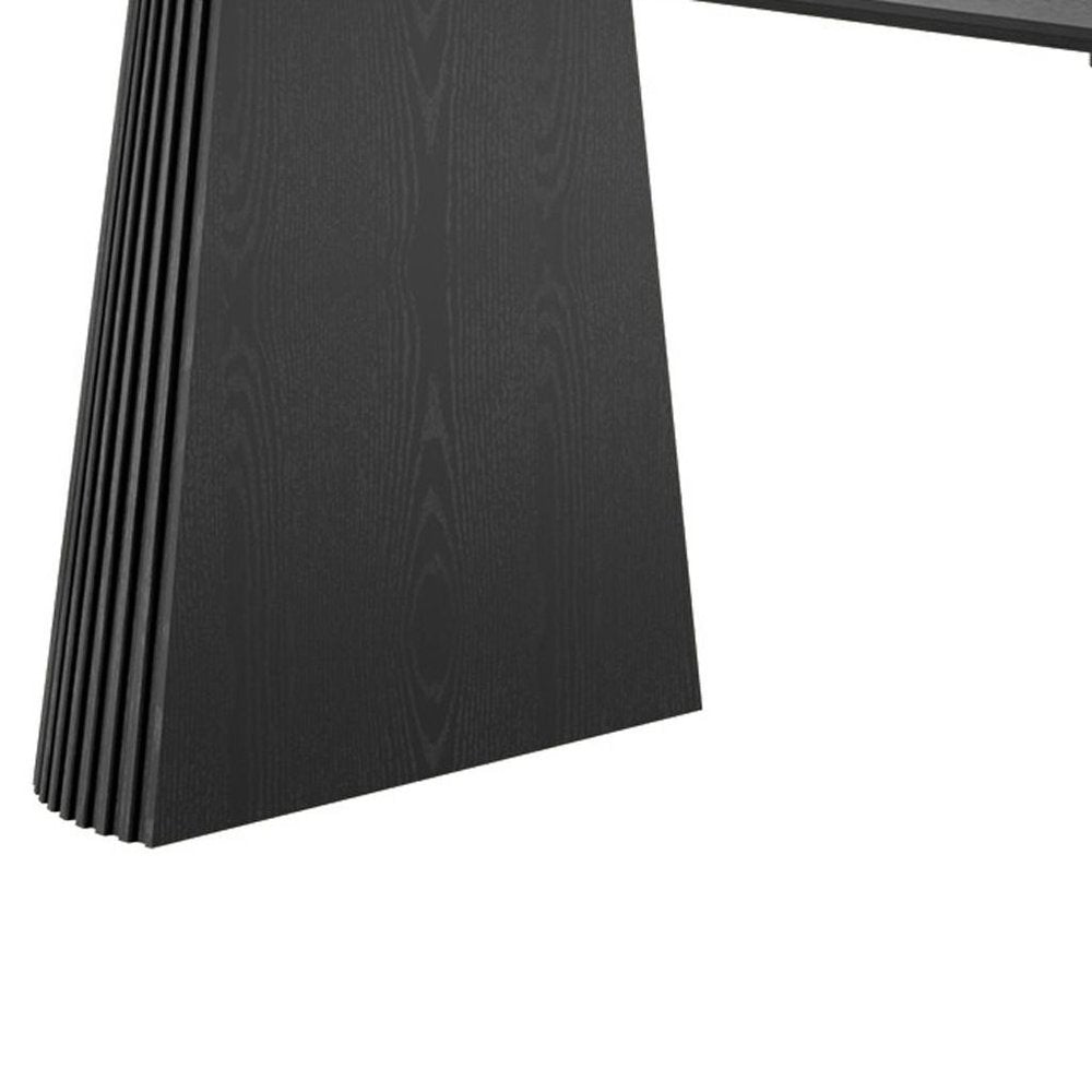 79" Black Wood Double Pedestal Base Oval Dining Table