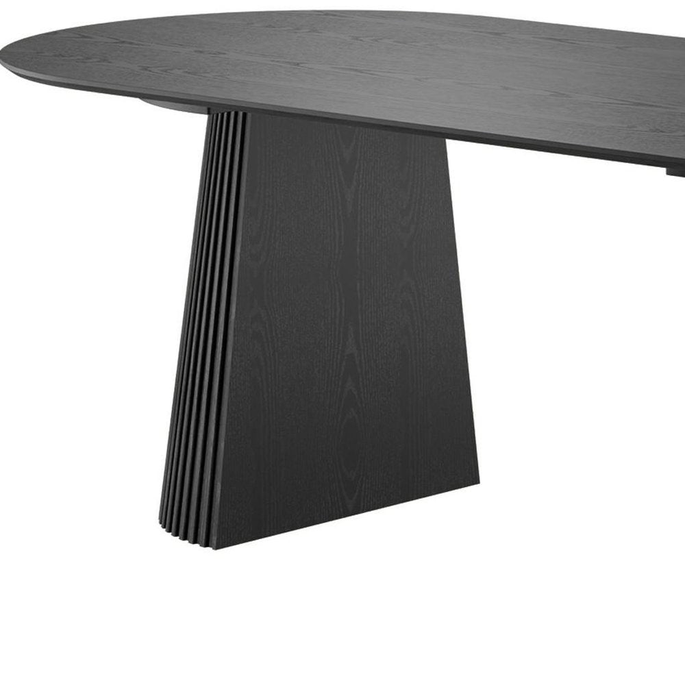 79" Black Wood Double Pedestal Base Oval Dining Table