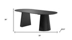 79" Black Wood Double Pedestal Base Oval Dining Table
