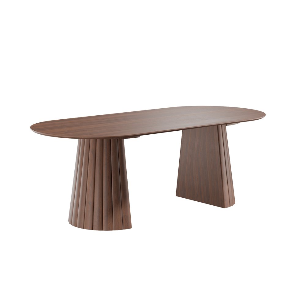 79" Black Wood Double Pedestal Base Oval Dining Table