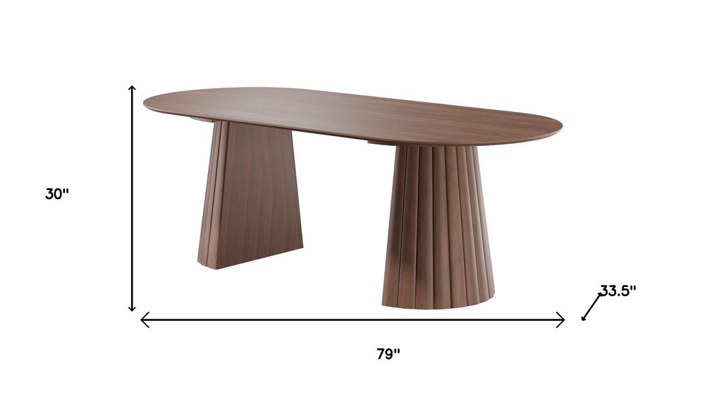 79" Black Wood Double Pedestal Base Oval Dining Table