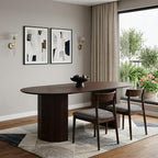 79" Walnut Wood Double Pedestal Base Oval Dining Table