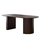 79" Walnut Wood Double Pedestal Base Oval Dining Table