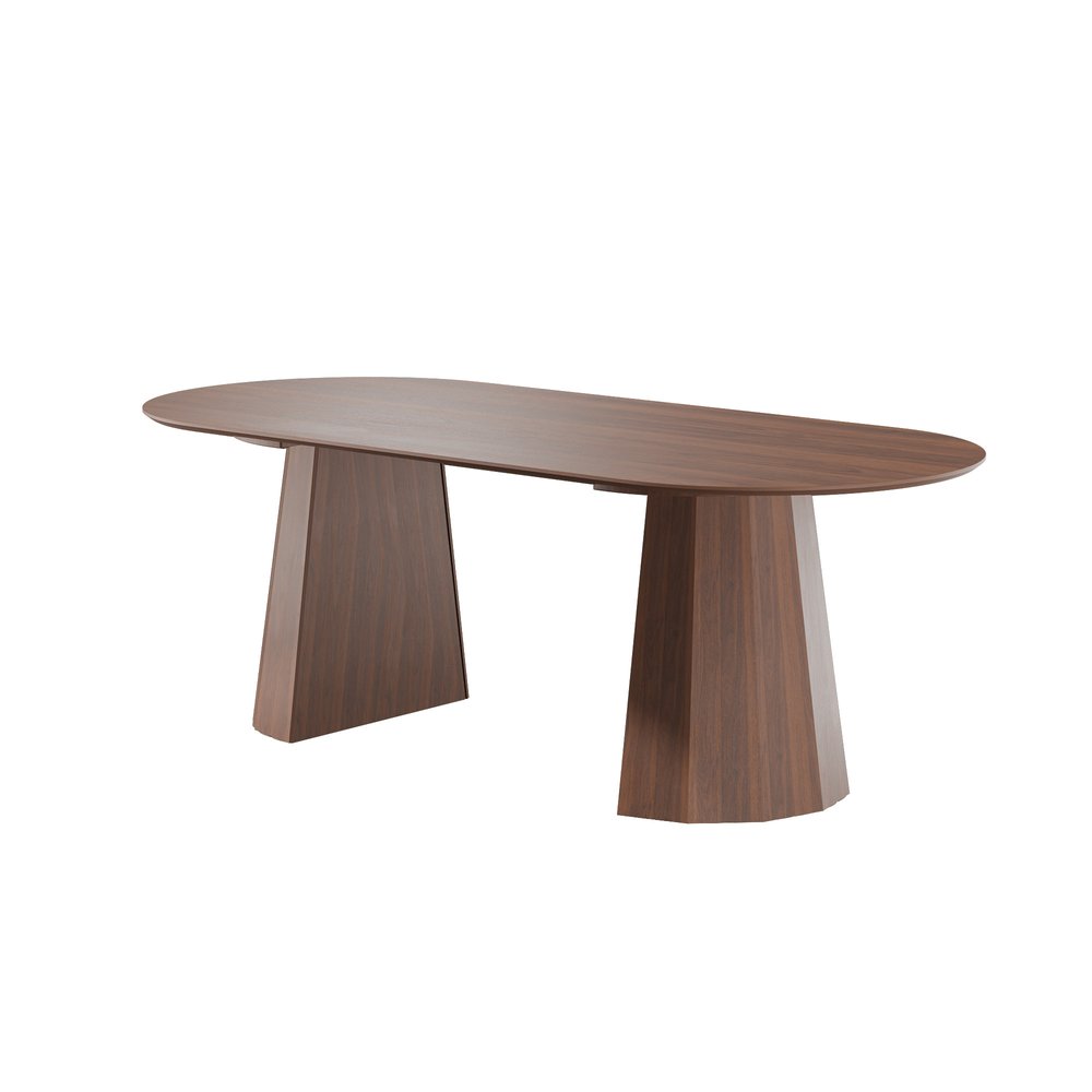 79" Black Wood Double Pedestal Base Oval Dining Table