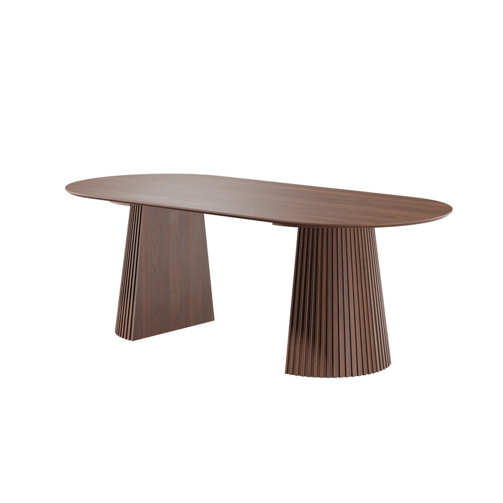 79" Black Wood Double Pedestal Base Oval Dining Table