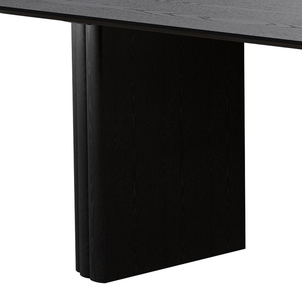 86" Black Wood Double Pedestal Base Oval Dining Table