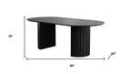 86" Black Wood Double Pedestal Base Oval Dining Table