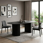86" Black Wood Double Pedestal Base Oval Dining Table