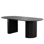 86" Black Wood Double Pedestal Base Oval Dining Table