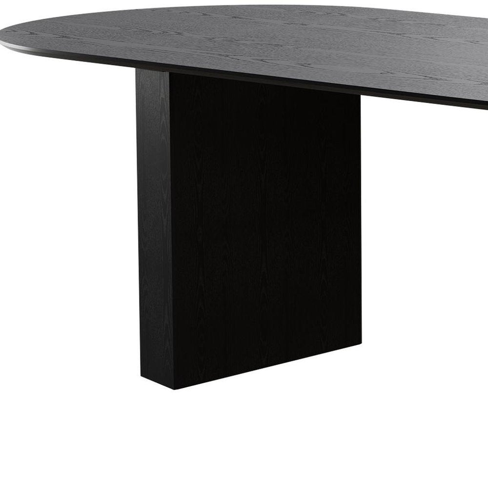 86" Black Wood Double Pedestal Base Oval Dining Table
