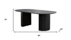 86" Black Wood Double Pedestal Base Oval Dining Table
