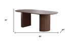 86" Walnut Wood Double Pedestal Base Oval Dining Table