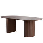 86" Walnut Wood Double Pedestal Base Oval Dining Table