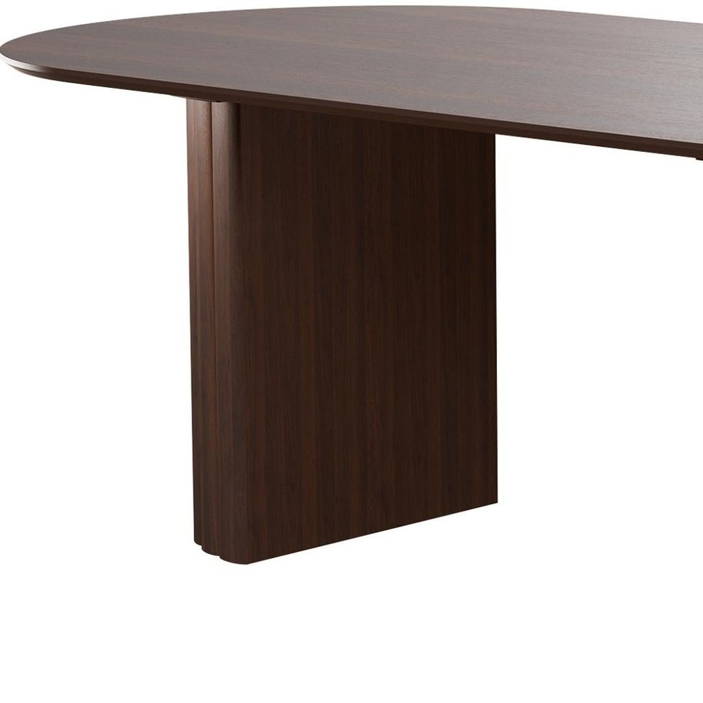 86" Walnut Wood Double Pedestal Base Oval Dining Table
