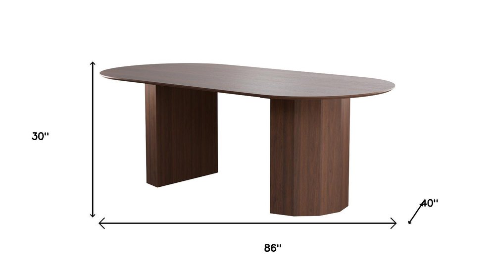 86" Black Wood Double Pedestal Base Oval Dining Table