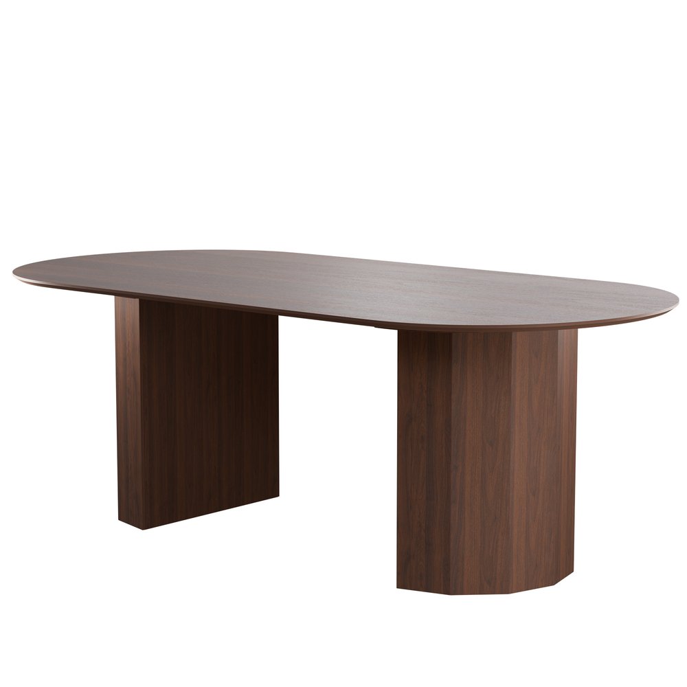86" Black Wood Double Pedestal Base Oval Dining Table