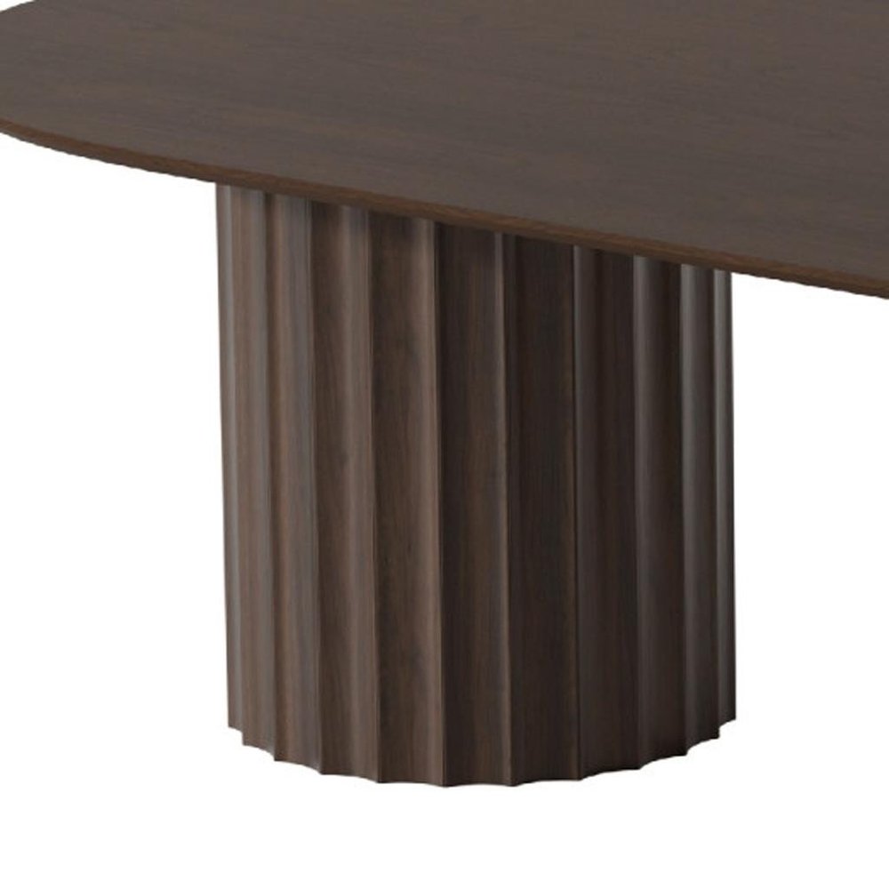 86" Walnut Wood Double Pedestal Base Oval Dining Table