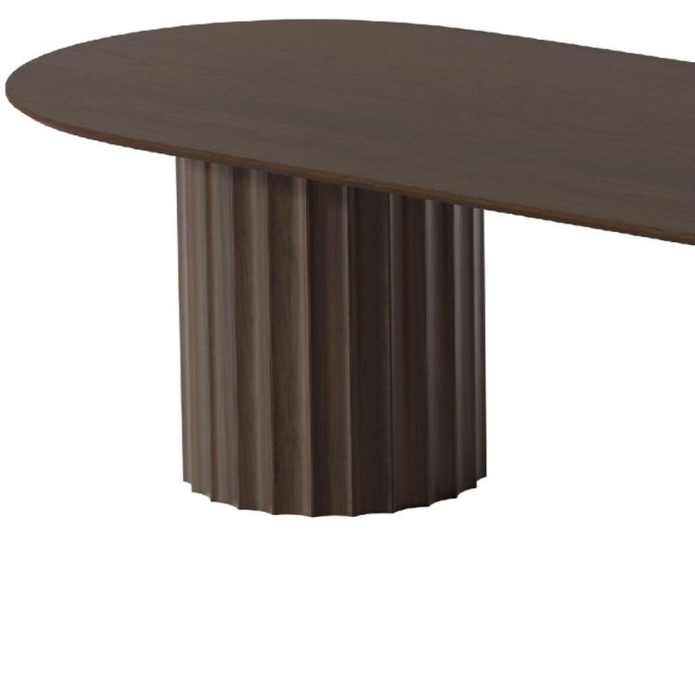 86" Walnut Wood Double Pedestal Base Oval Dining Table