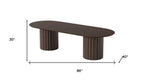 86" Walnut Wood Double Pedestal Base Oval Dining Table