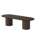 86" Walnut Wood Double Pedestal Base Oval Dining Table