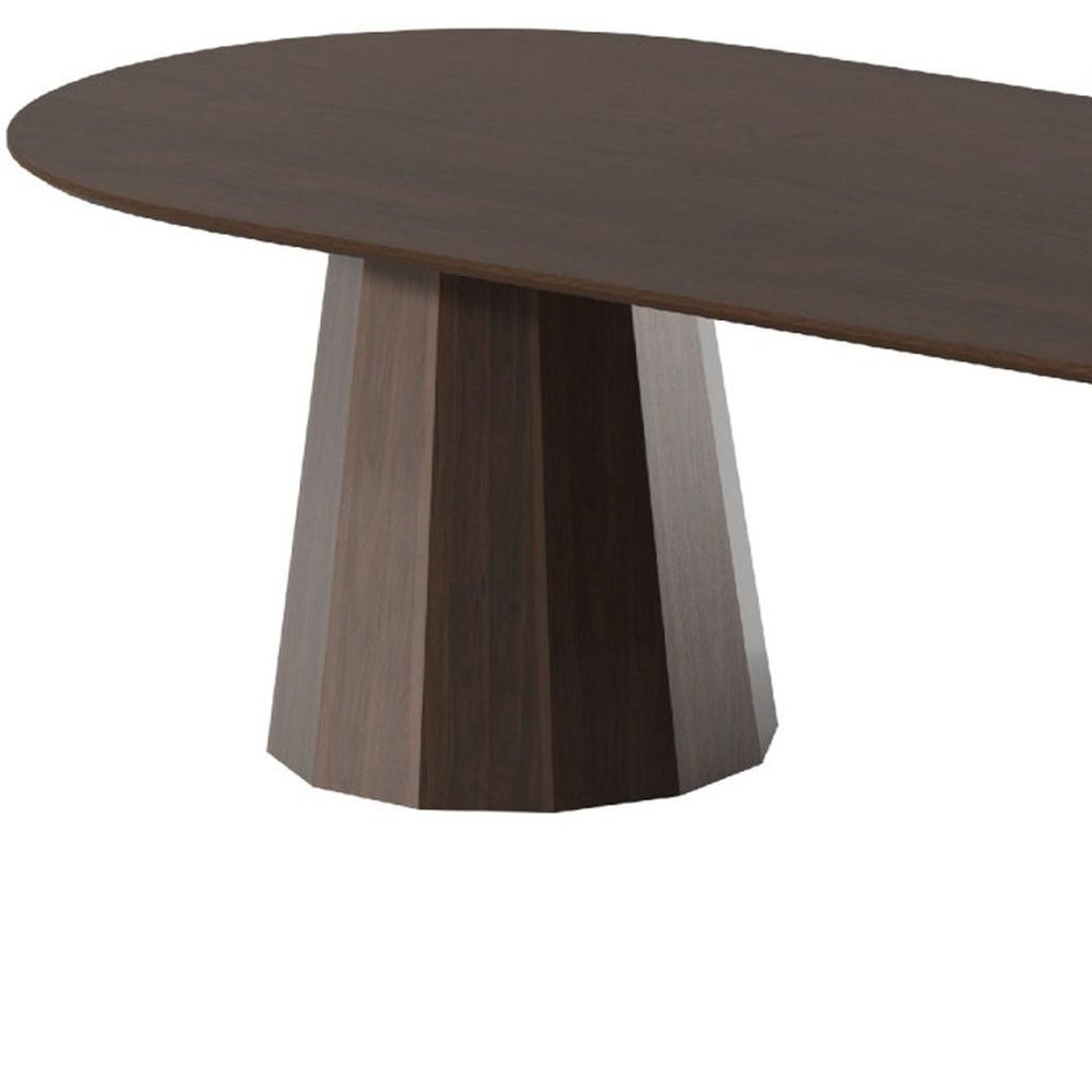 86" Walnut Wood Double Pedestal Base Oval Dining Table