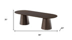 86" Walnut Wood Double Pedestal Base Oval Dining Table