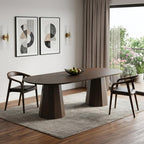 86" Walnut Wood Double Pedestal Base Oval Dining Table