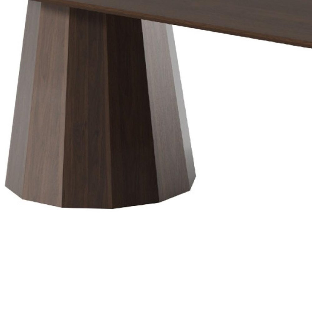 86" Walnut Wood Double Pedestal Base Oval Dining Table