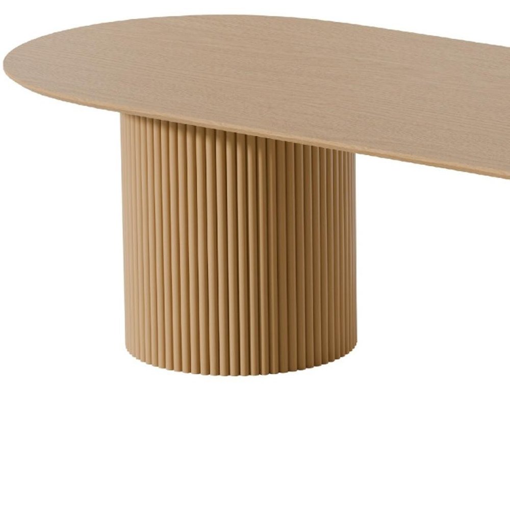 86" Natural Wood Double Pedestal Base Oval Dining Table