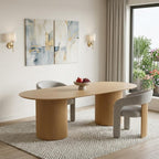 86" Natural Wood Double Pedestal Base Oval Dining Table