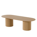 86" Natural Wood Double Pedestal Base Oval Dining Table