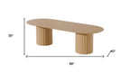 86" Natural Wood Double Pedestal Base Oval Dining Table