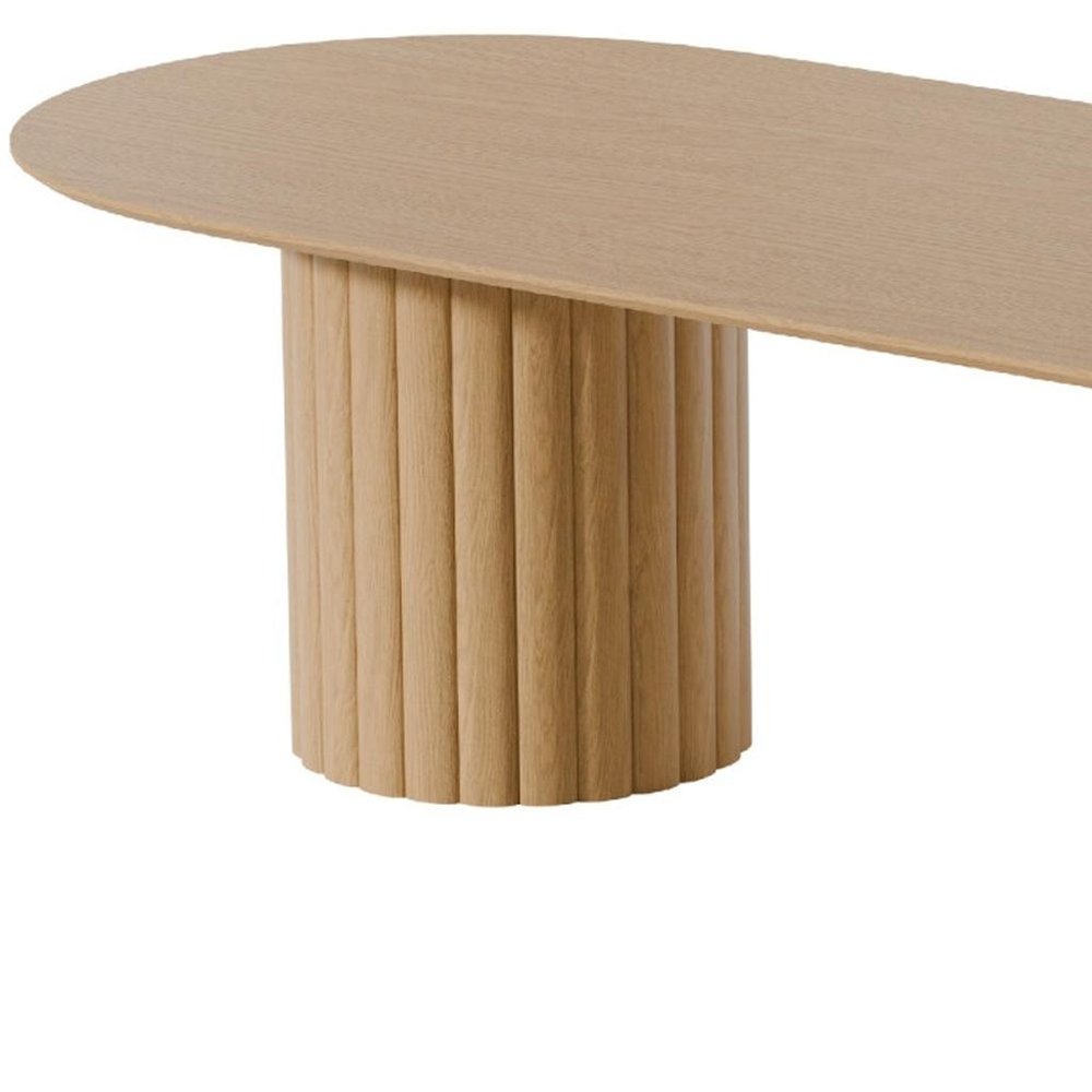 86" Natural Wood Double Pedestal Base Oval Dining Table