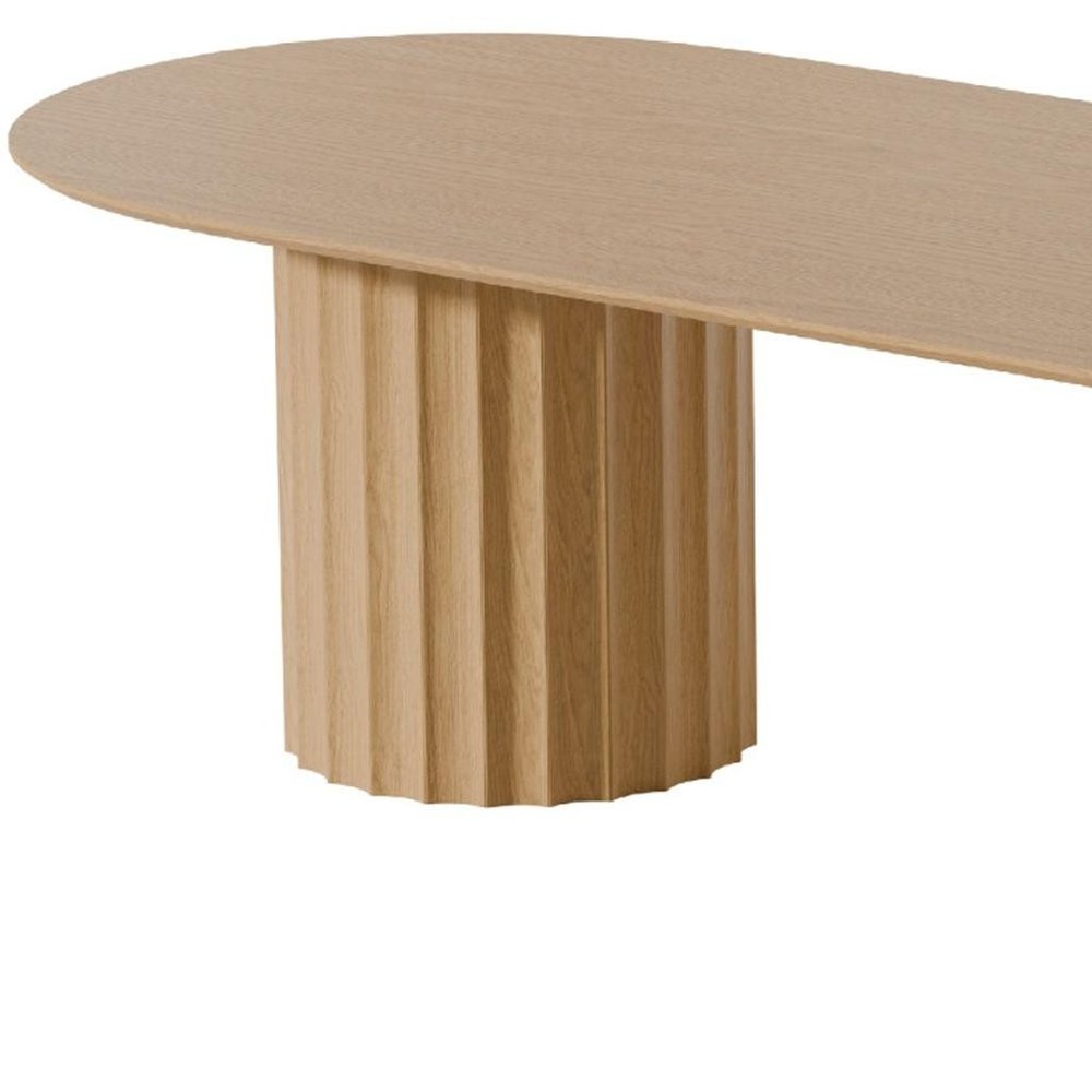 86" Natural Wood Double Pedestal Base Oval Dining Table