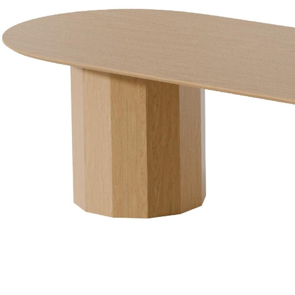 86" Natural Wood Double Pedestal Base Oval Dining Table