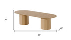 86" Natural Wood Double Pedestal Base Oval Dining Table