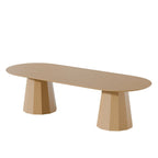 86" Walnut Wood Double Pedestal Base Oval Dining Table
