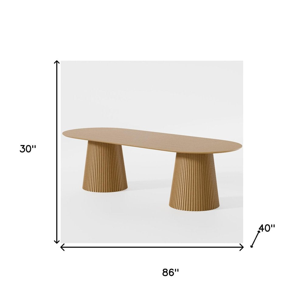 86" Black Wood Double Pedestal Base Oval Dining Table