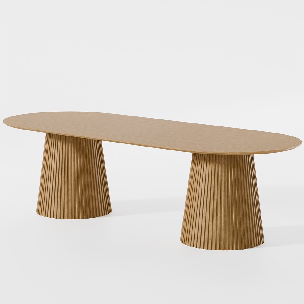86" Black Wood Double Pedestal Base Oval Dining Table