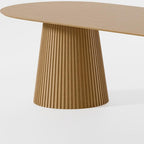 86" Black Wood Double Pedestal Base Oval Dining Table